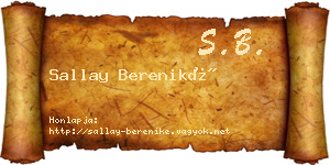 Sallay Bereniké névjegykártya